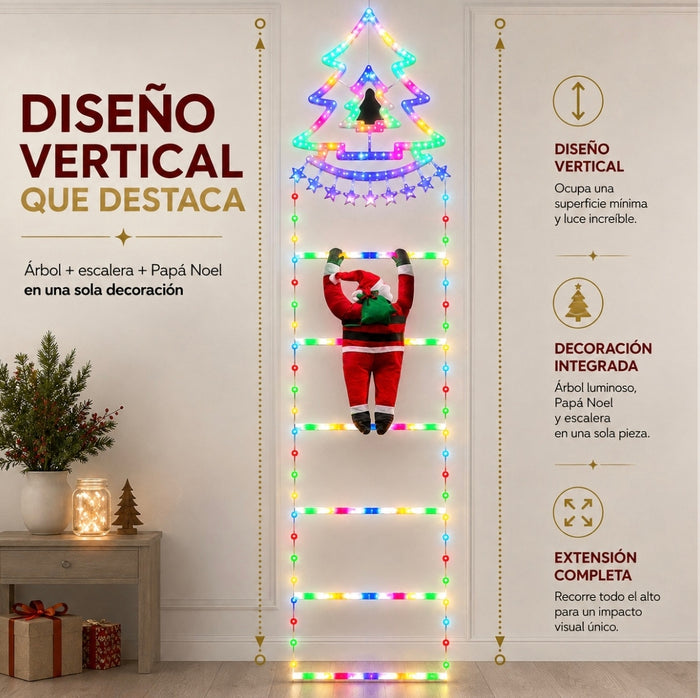 Luces LED Escalera de Navidad con Papá Noel