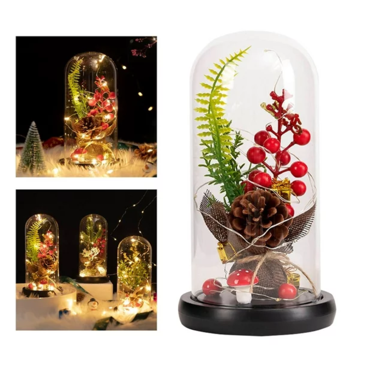 Piñón de Navidad Iluminado en Cúpula de Cristal