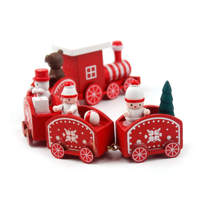 Mini Tren de Navidad de Madera Colorido