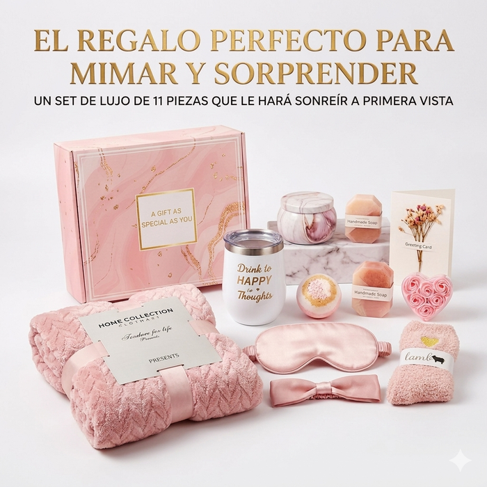 Pack Regalo para Ella: Kit Spa 11 Piezas + Caja con Osito