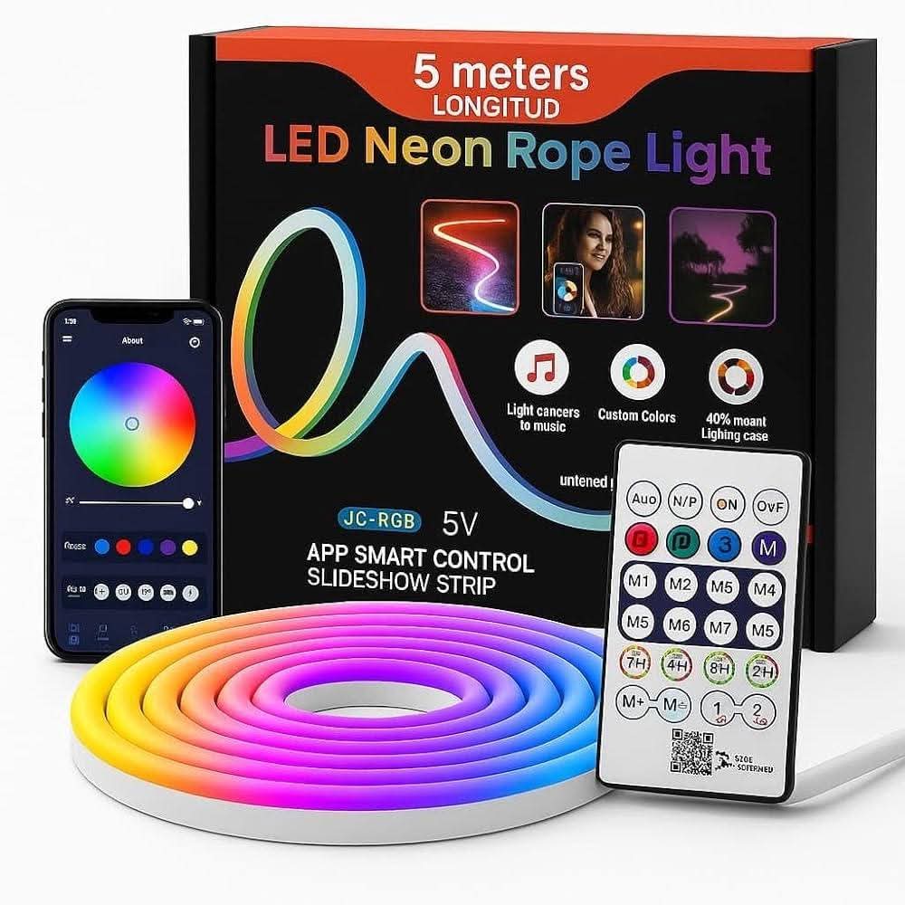 Tira LED neón de 5 metros con control por app